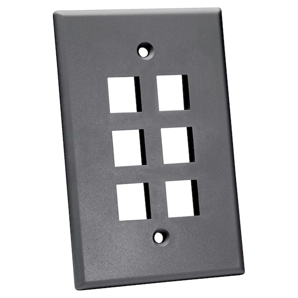 Quest Technology International Oversized Keystone Wall Plate, Single-Gang - 6 Ports, Gray NFP-5060 - main